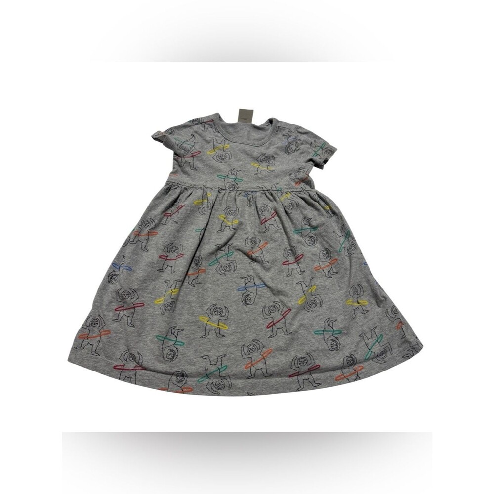 Hanna Andersson Grey Sloth Novelty Print Short Sleeve Jersey Knit Dress